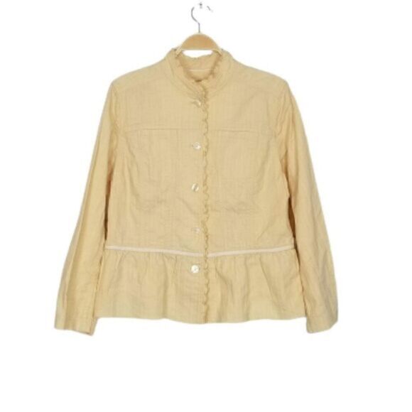 J. Jill Pastel Yellow Ruffled Mandarin Jacket - Picture 1 of 7